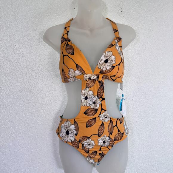 WET Swimsuit Set Women Large Floral One Piece Matching Cover Up Dress Resort NEW - Picture 2 of 14